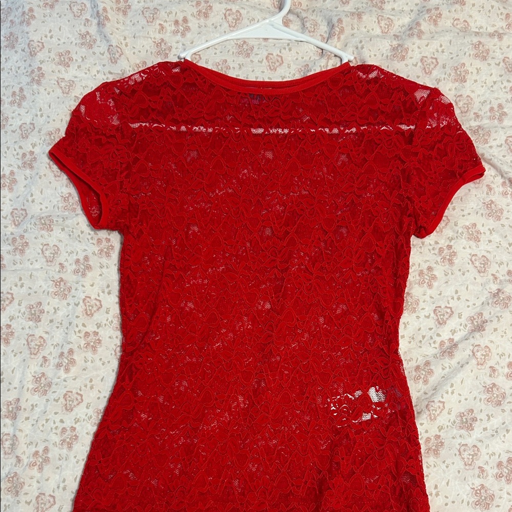 Edikted Vibrant Red Lace Blouse (never worn)